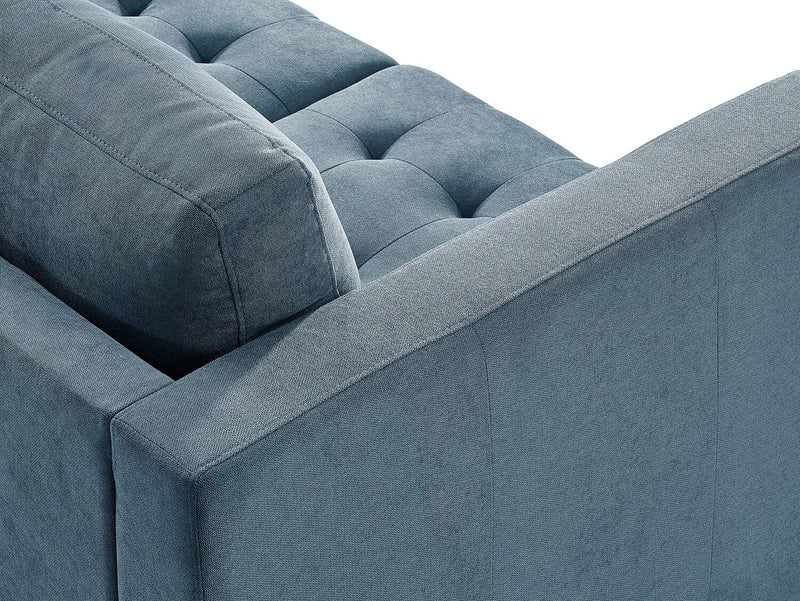 Causeuse Metro de 57 po en tissu avec coussins de siège capitonnés et coussins de dossier réversibles - bleu denim
