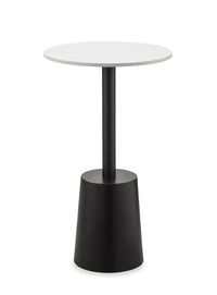  Table d’appoint Nevan de 14 po avec dessus en pierre frittée blanc - noir