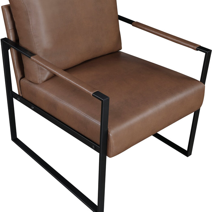 Fauteuil d’appoint Nico de 24,75 po en similicuir avec pattes en métal - brun 