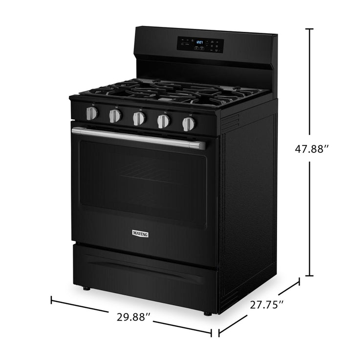 Cuisinière à gaz Maytag de 5 pi3 à convection avec friture à air sans préchauffage - noire - MFGS6030RB