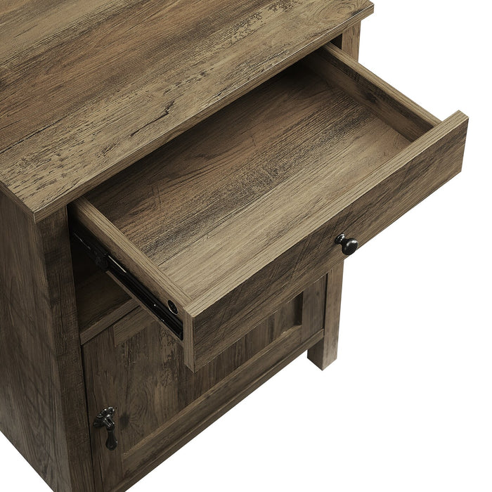 Table de nuit Theo de 18 po (l) x 25,75 po (H) à 1 tiroir avec armoire de rangement - brune