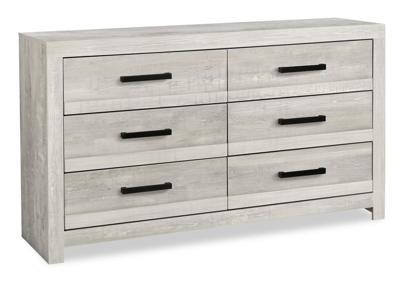 Ensemble de chambre à coucher Aspen 5 pièces avec lit, commode et miroir, gris - format grand lit