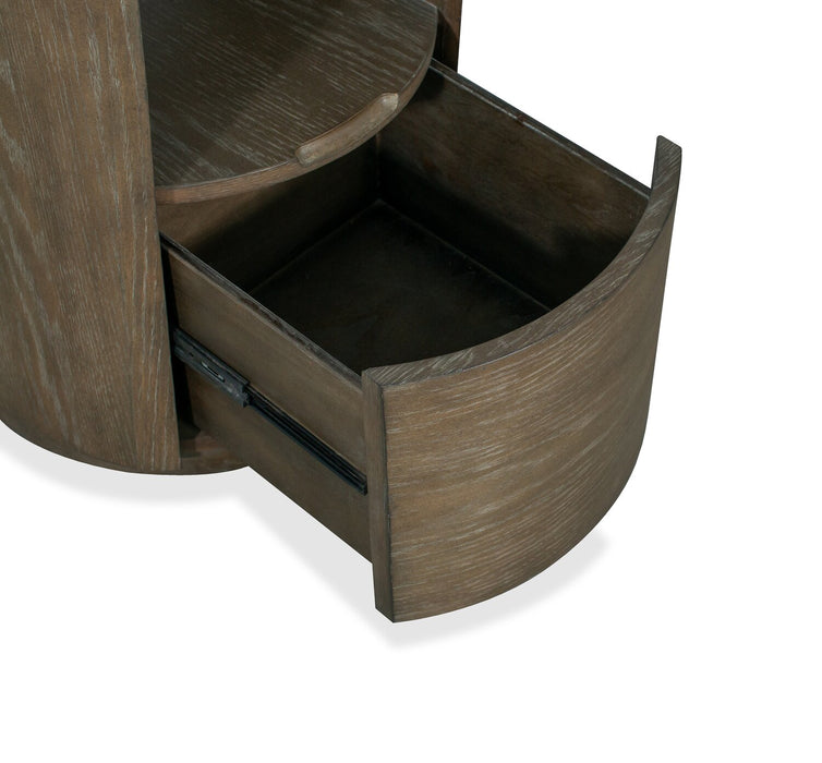 Table de bout moderne ronde Eldon de 22 po en bois massif avec rangement - marsouin