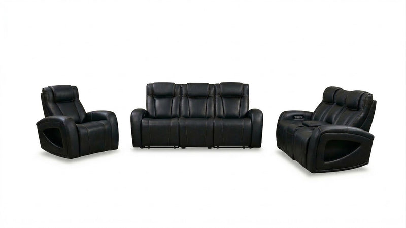 Sofa à inclinaison électrique Titan de Shaquille O’Neal Home de 92 po en cuir véritable avec confort Shaq-o-pedic - noir