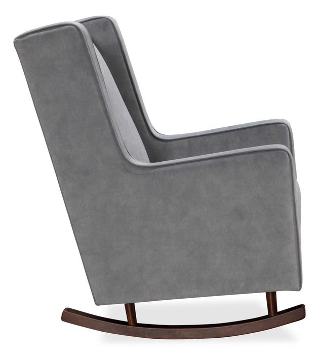 Fauteuil berçant Sherri de 29,5 po avec pieds de style traîneau en bois - gris