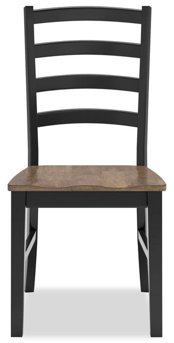 Chaise de salle à manger Raven à dossier en échelle - deux teintes, noir et brun