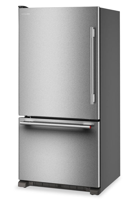 Réfrigérateur KitchenAid de 22 pi³ et de 33 po de profondeur standard à congélateur inférieur - KRBL133SPS