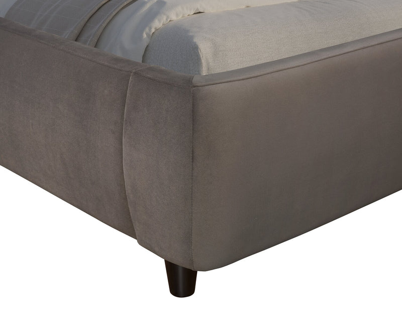 Lit plateforme rembourré Mave en tissu de velours gris - format très grand lit