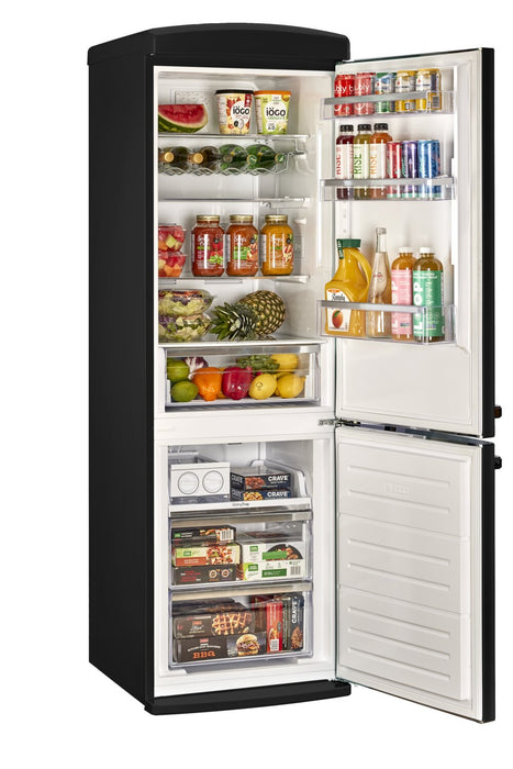 Réfrigérateur Classic Rétro par Unique de 24 po et de 12 pi3 à congélateur inférieur - noir mat - UGP-340L MB AC
