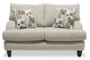 Causeuse Nofia de 58 po fabriquée au Canada en tissu de chenille avec 2 coussins décoratifs et pattes en bois - beige lin