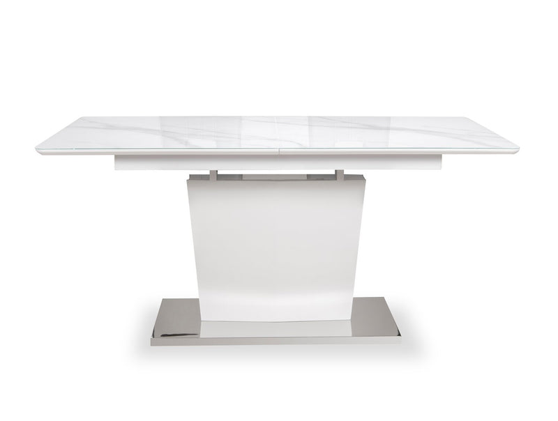 Ensemble de salle à manger Naya 5 pièces avec table à rallonge, 63 po à 78,75 po (L), et 4 chaises - imitation de marbre blanc et gris