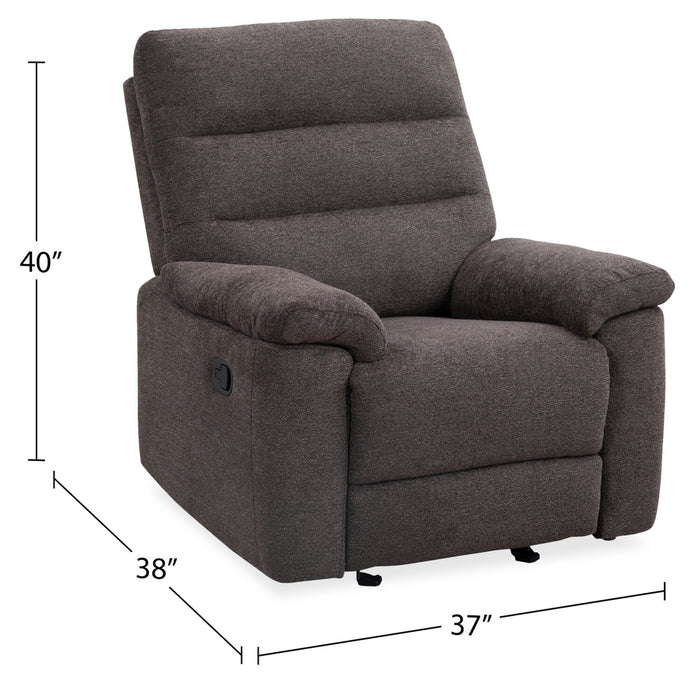 Fauteuil inclinable Jasper de 37 po en tissu de chenille - brun