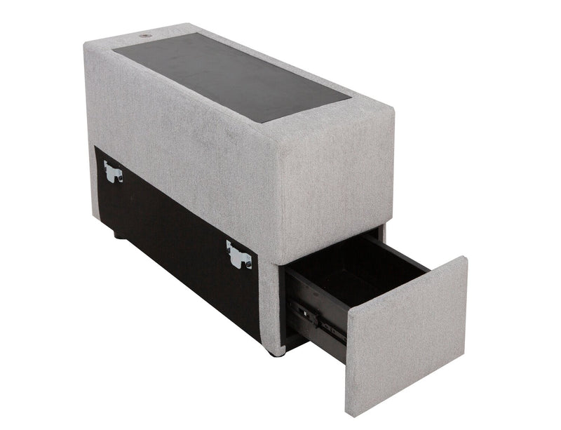 Sofa sectionnel Vault 7 pièces avec 5 fauteuils de rangement et console de rangement avec USB - gris