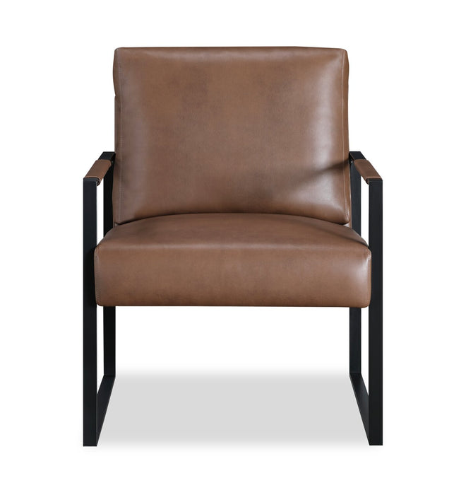Fauteuil d’appoint Nico de 24,75 po en similicuir avec pattes en métal - brun 