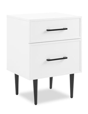 Table de nuit Brax de 18 po (l) x 25,75 po (H) à 2 tiroirs - blanche