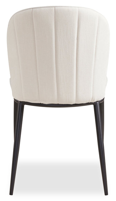 Chaise de salle à manger Ace en tissu d’apparence lin et en métal - ivoire