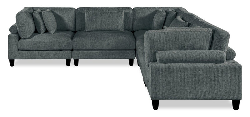 Sofa sectionnel modulaire Lounge 5 pièces en chenille - gris