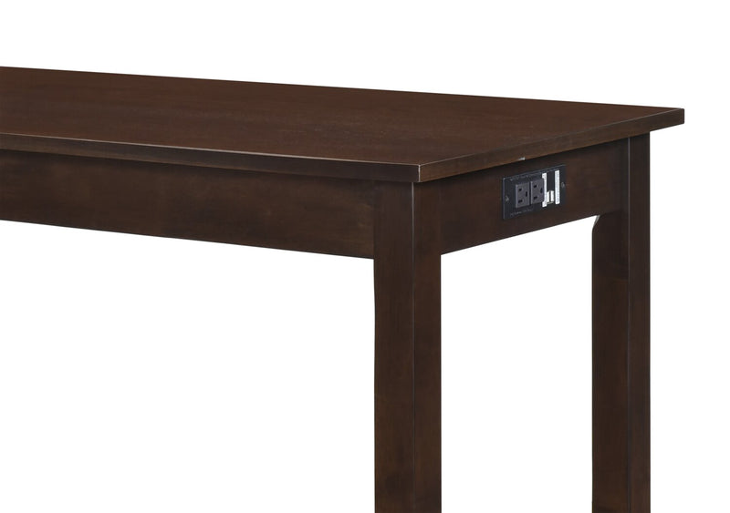 Table de salon moderne Noah de 60 po avec 3 tabourets de hauteur comptoir et ports USB - espresso