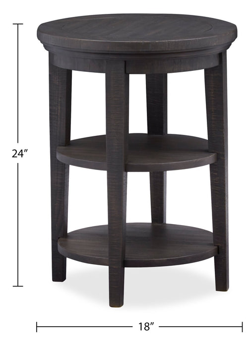 Table de bout ronde traditionnelle Hanson de 18 po en pin - graphite