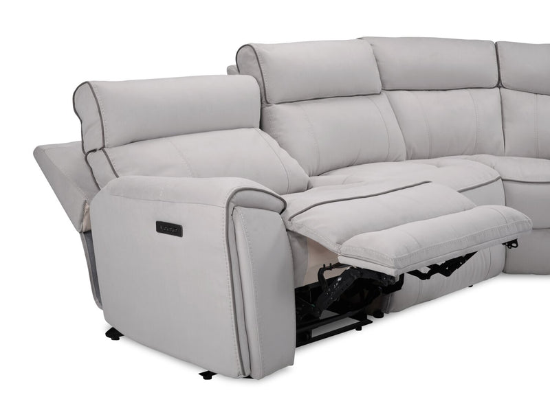 Sofa sectionnel de droite à inclinaison électrique Newport de Cindy Crawford Home 6 pièces en suédine - gris