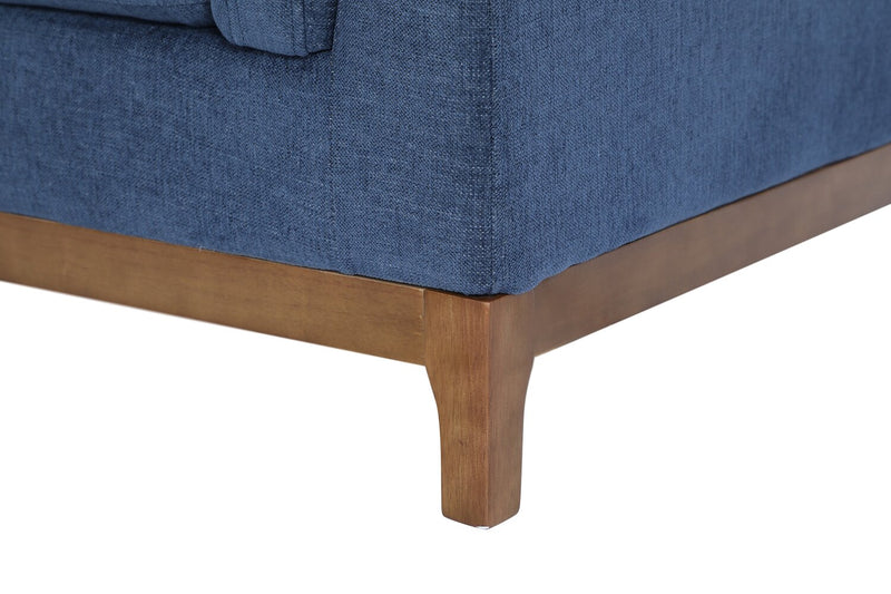 Sofa sectionnel de gauche Zara 2 pièces en tissu avec fauteuil long et pattes en bois - bleu marine