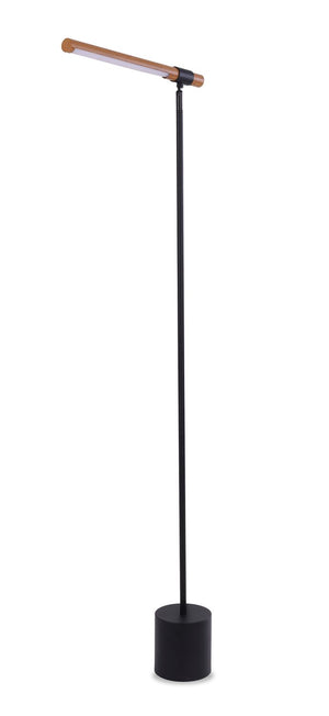 Lampe à pied à DEL Hollar de 56 po noir mat et bois