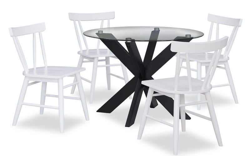 Chaise de salle à manger Remi avec dossier à lattes courbé - blanche
