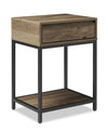 Table de nuit Akio de 18 po (l) x 25,75 po (H) à 1 tiroir avec dessus relevable et rangement - brune et noire