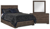 Ensemble de chambre à coucher Yorkdale 5 pièces avec lit de rangement à 6 tiroirs, commode et miroir, gris - format lit double