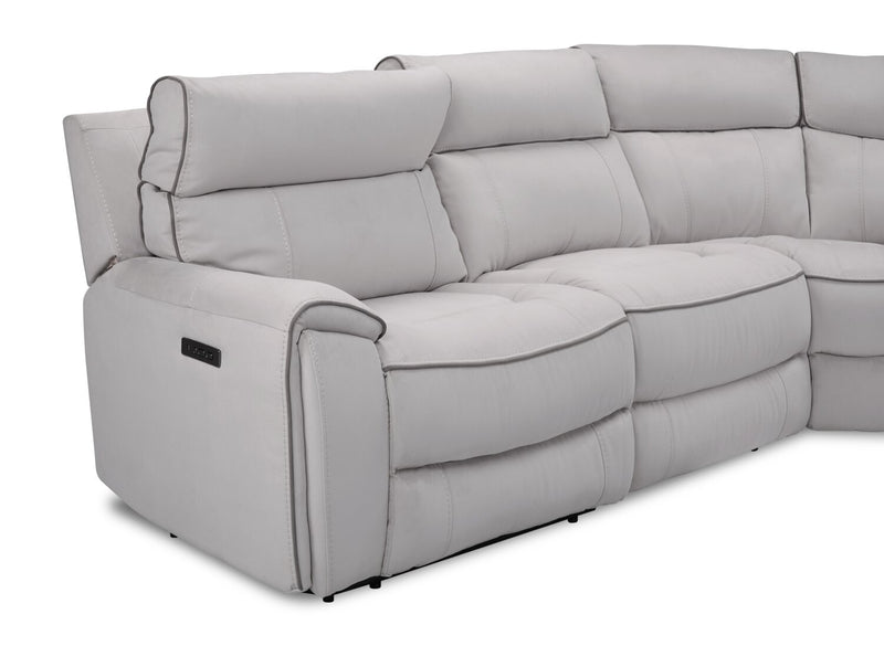 Sofa sectionnel de droite à inclinaison électrique Newport de Cindy Crawford Home 6 pièces en suédine - gris