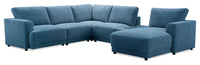 Sofa sectionnel modulaire de droite Voyage 6 pièces en tissu avec console et coussins de dossier amovibles - bleu