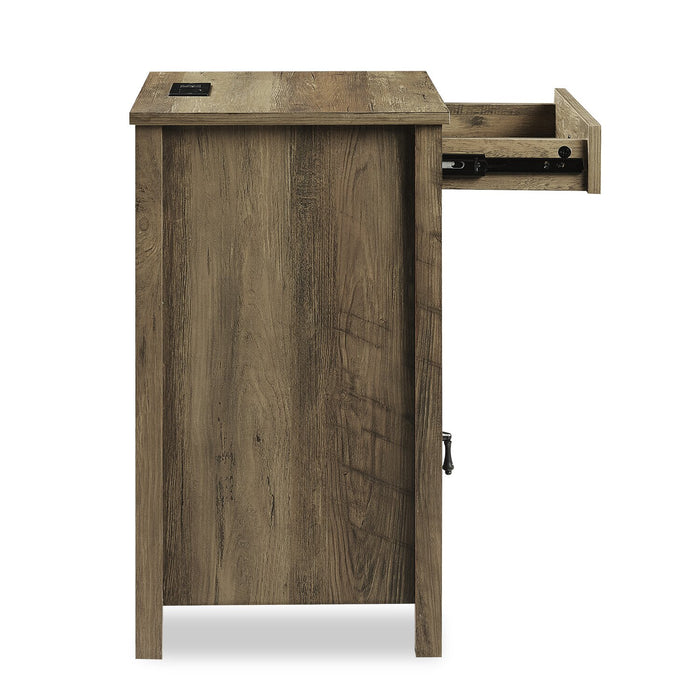 Table de nuit Theo de 18 po (l) x 25,75 po (H) à 1 tiroir avec armoire de rangement - brune