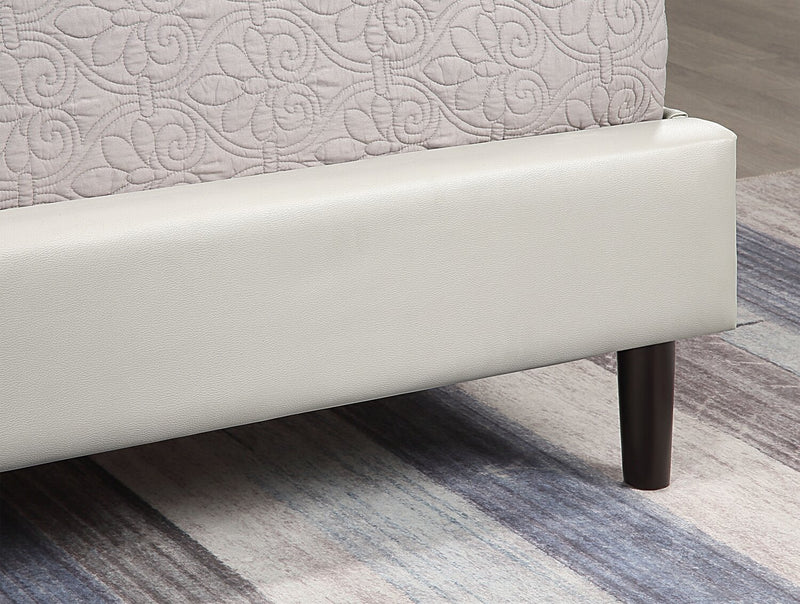 Lit plateforme rembourré Paseo en tissu de cuir végétalien taupe - format lit double