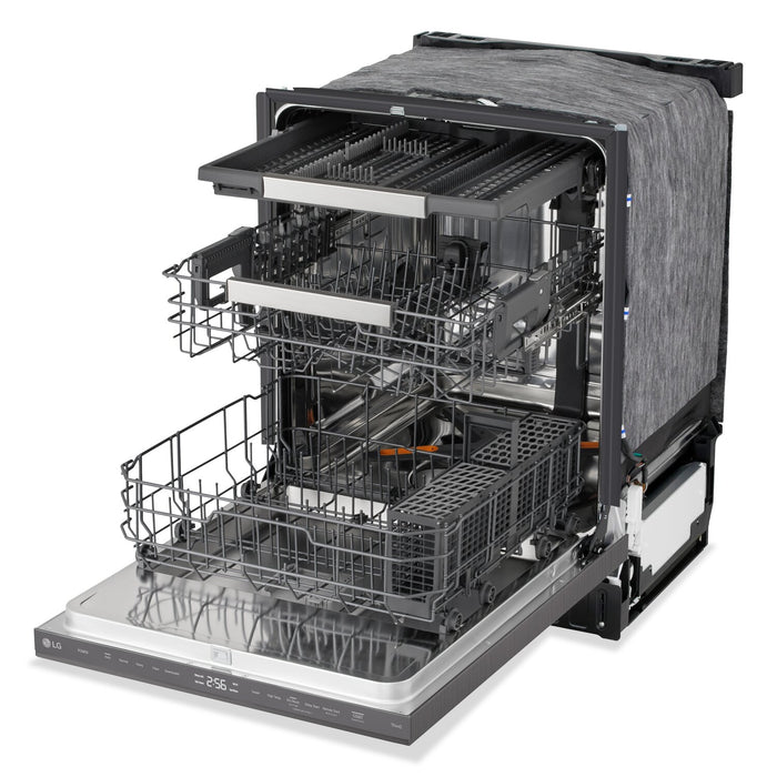 Lave-vaisselle encastré LG à 46 dBA de 24 po avec commandes sur le dessus et QuadWashMC - acier inoxydable noir - LDNPQ555D