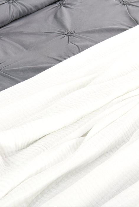 Couverture Veranda & Grove en coton à 4 couches pour grand lit - blanche