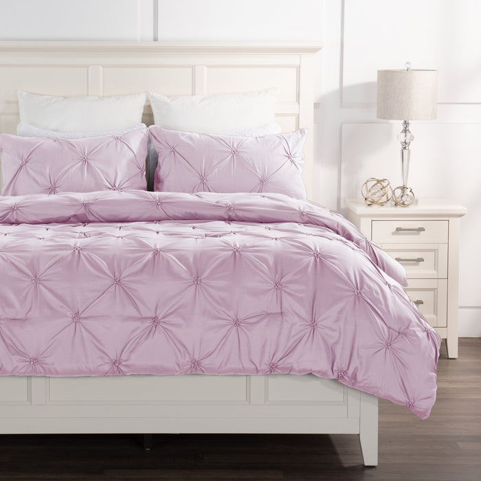 Ensemble d'édredon Penelope 3 pièces rose pour lit double ou grand lit