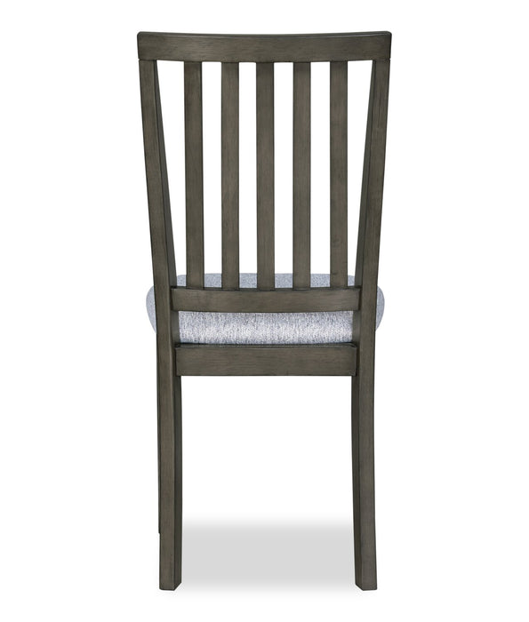 Chaise de salle à manger Bryn avec siège en tissu et dossier à lattes - gris foncé