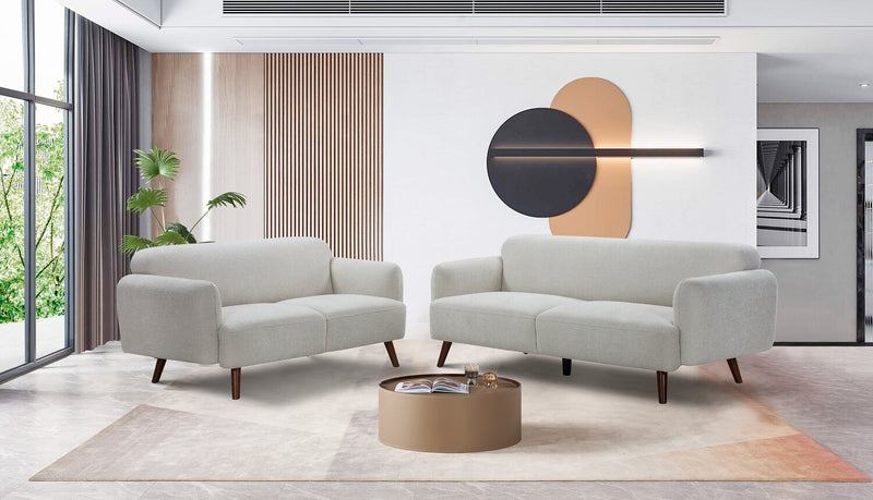 Sofa Sadie de 78,7 po en tissu avec pattes en hévéa - beige 