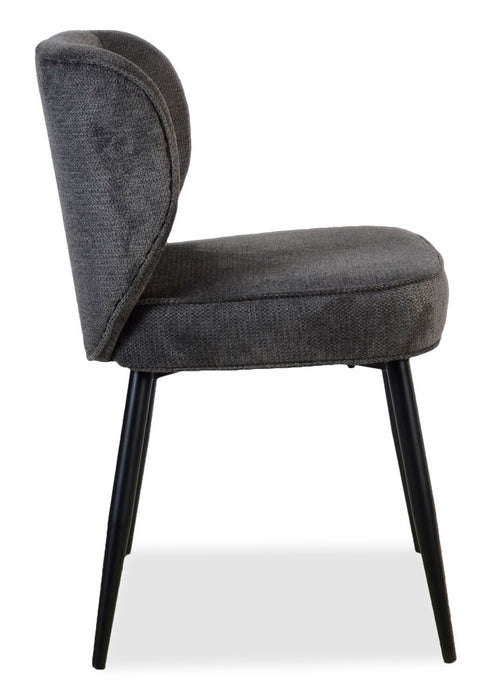 Chaise de salle à manger Sara à oreilles en tissu de polyester et en métal - grise