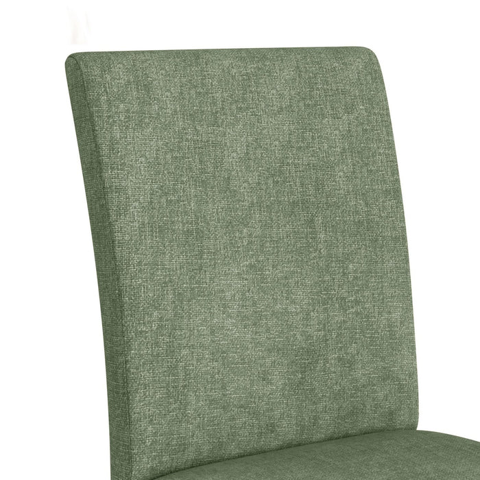 Chaise de salle à manger Rain avec siège et dossier rembourrés en tissu - verte