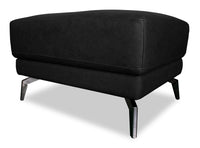  Pouf Melrose de 31 po en cuir véritable de qualité supérieure avec pattes en métal - noir