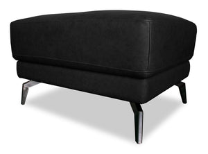 Pouf Melrose de 31 po en cuir véritable de qualité supérieure avec pattes en métal - noir