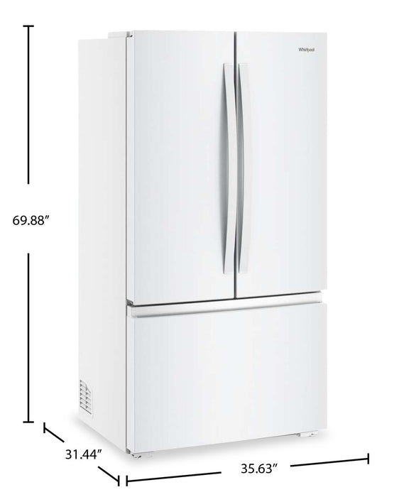 Réfrigérateur Whirlpool de 24 pi3 et de 36 po de profondeur comptoir véritable à portes françaises - blanc - WRFC3036RW