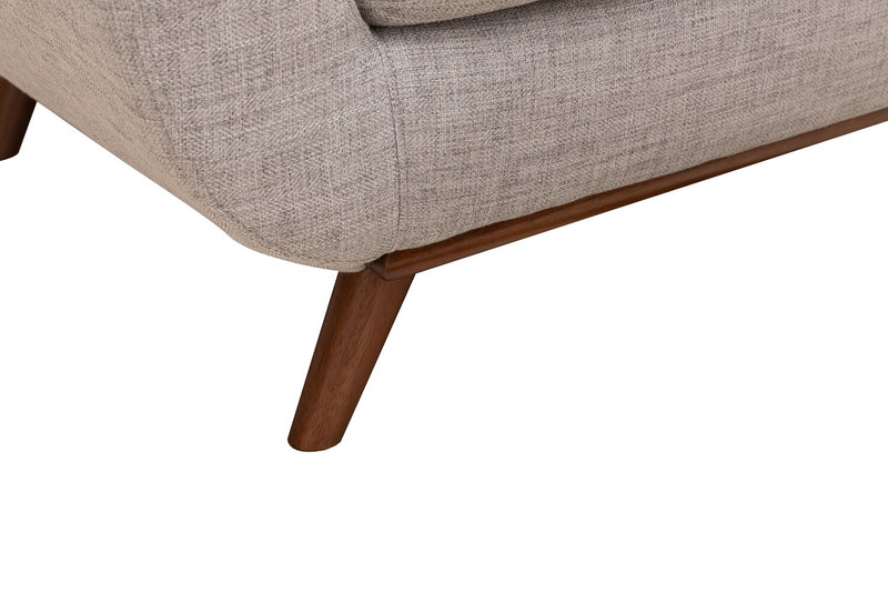 Fauteuil Freeman Kort & Co. de 37 po en tissu d’apparence lin avec pattes en bois et coussin de dossier capitonné - blanc colombe