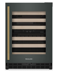  Cellier à vin KitchenAid de 24 po sous le comptoir avec grilles à extension complète à devant en bois - Genévrier - KUWR524SJP