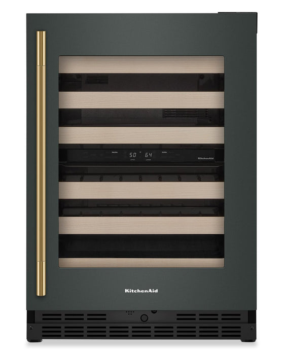 Cellier à vin KitchenAid de 24 po sous le comptoir avec grilles à extension complète à devant en bois - Genévrier - KUWR524SJP