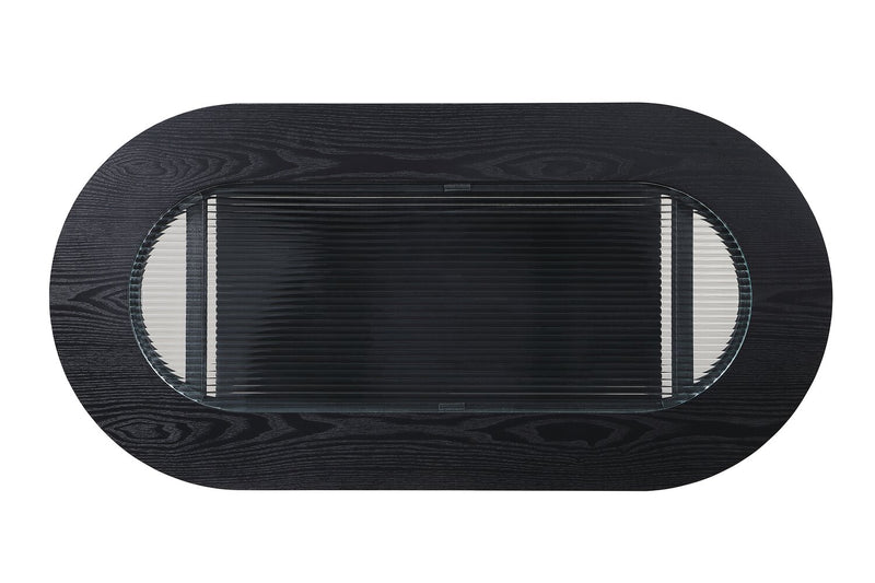 Table à café Dalton de 47.5 po avec dessus en verre et tiroir - noire 