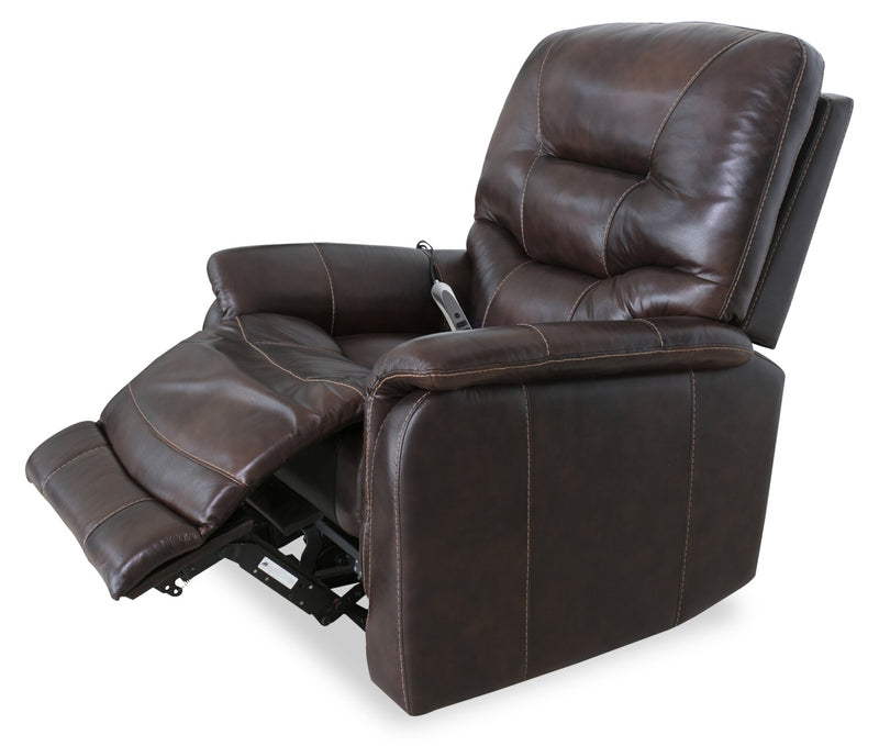 Fauteuil basculeur à inclinaison électrique à 3 positions Parker de 36 po en cuir véritable - brun