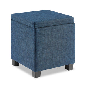 Pouf de rangement Ottawa carré en tissu - bleu marine