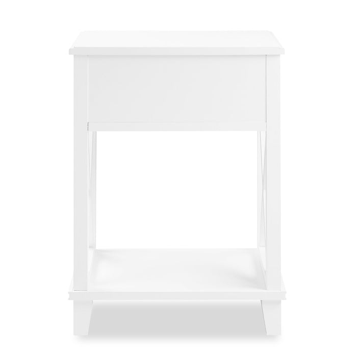 Table de nuit Elle de 18 po (l) x 25,75 po (H) à 1 tiroir - blanche